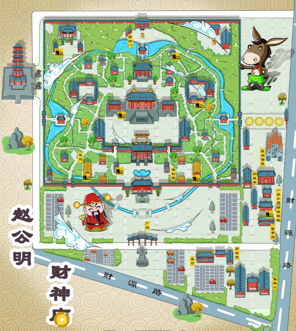 孟连寺庙类手绘地图